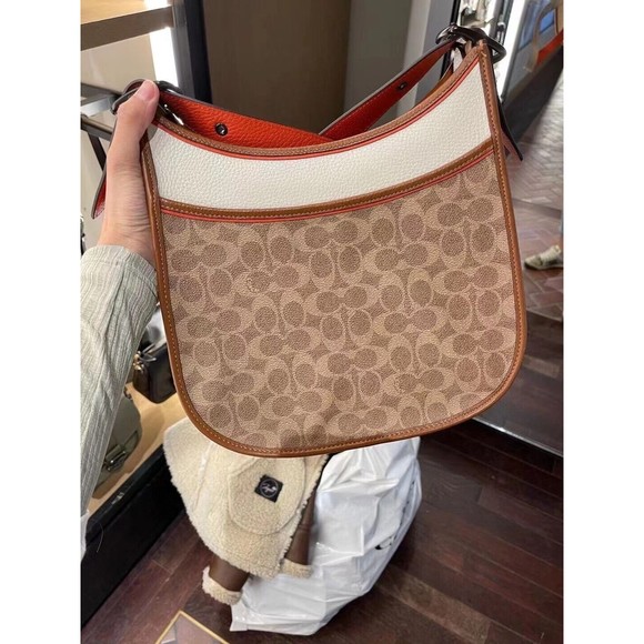 COACH EMERY Crossbody Colorblock Tan Signature Canvas Chalk Leather 686 NWT $395 - Picture 14 of 16